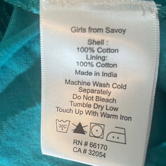 Anthropologie Girls From Savoy Teal Ikat Strapless Dress Sourhwestern Print - Picture 7 of 7